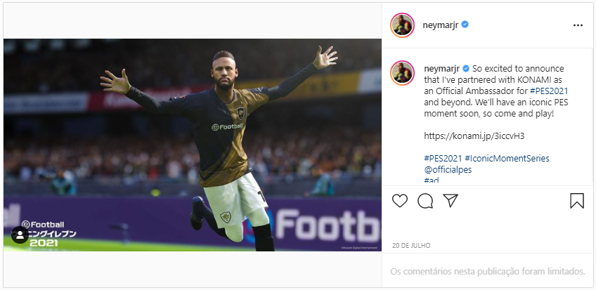 Neymar Jr tem o maior número de interações em um publipost.